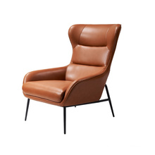 European Style Living Room Single Relaxing Leather Lounge Chair with Upholstered Sponge Armchair